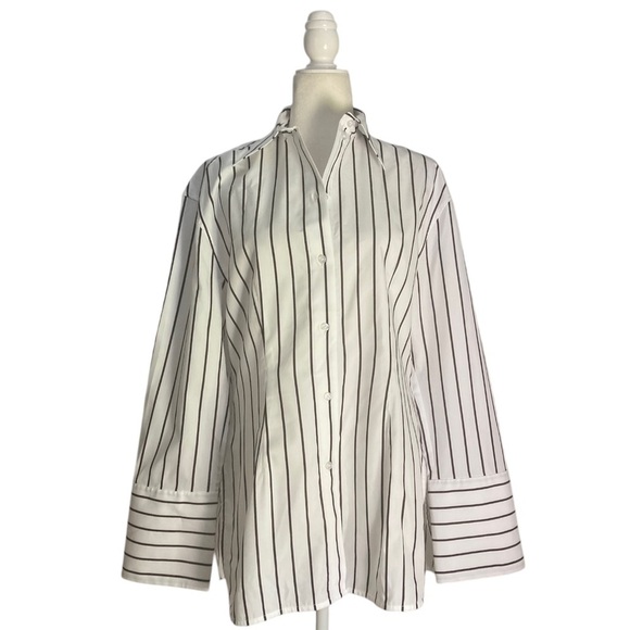 Day Birger et Mikkelsen Julia Modern Stripe Blouse Top Bright White  Brown - Picture 8 of 16